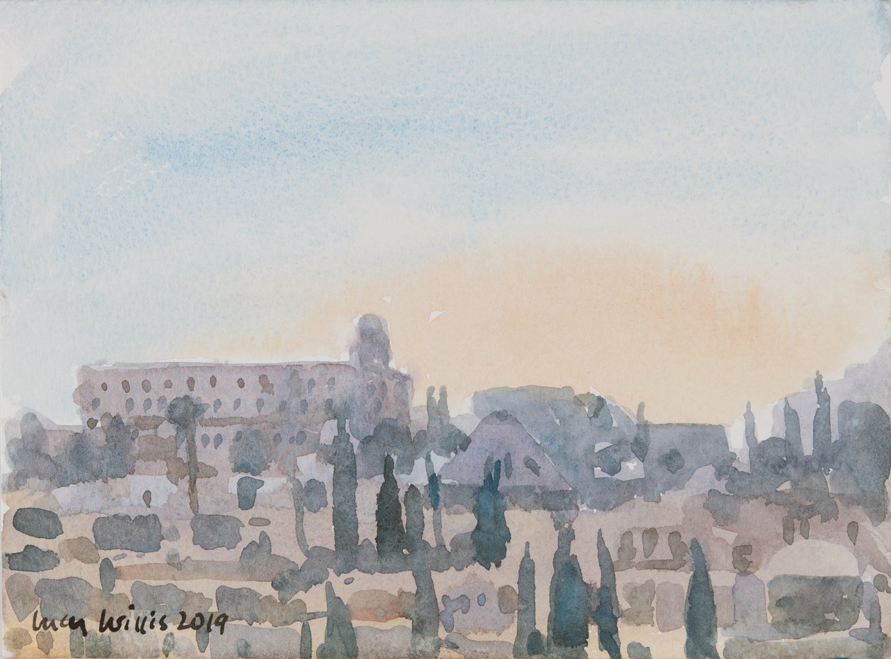 The King David Hotel, Sunset, Jerusalém, 2019 (w - c no papel) de Lucy Willis