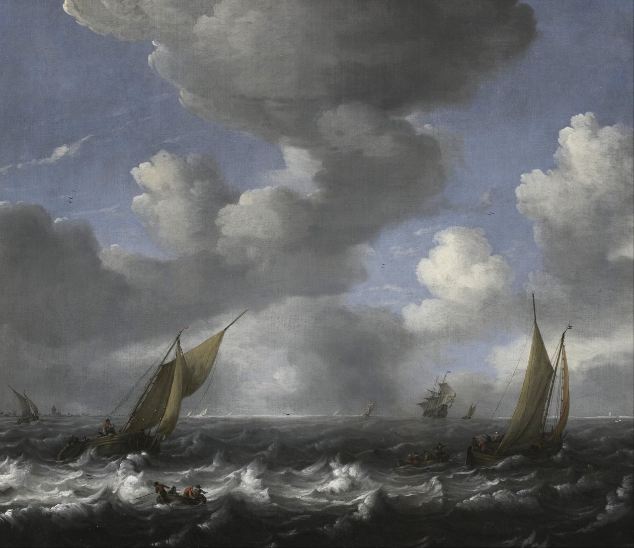 Seascape e barcos de pesca de Ludolf Backhuysen