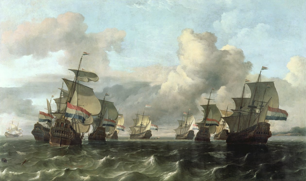 A Frota Holandesa da Companhia da Índia, 1675 de Ludolf Backhuysen