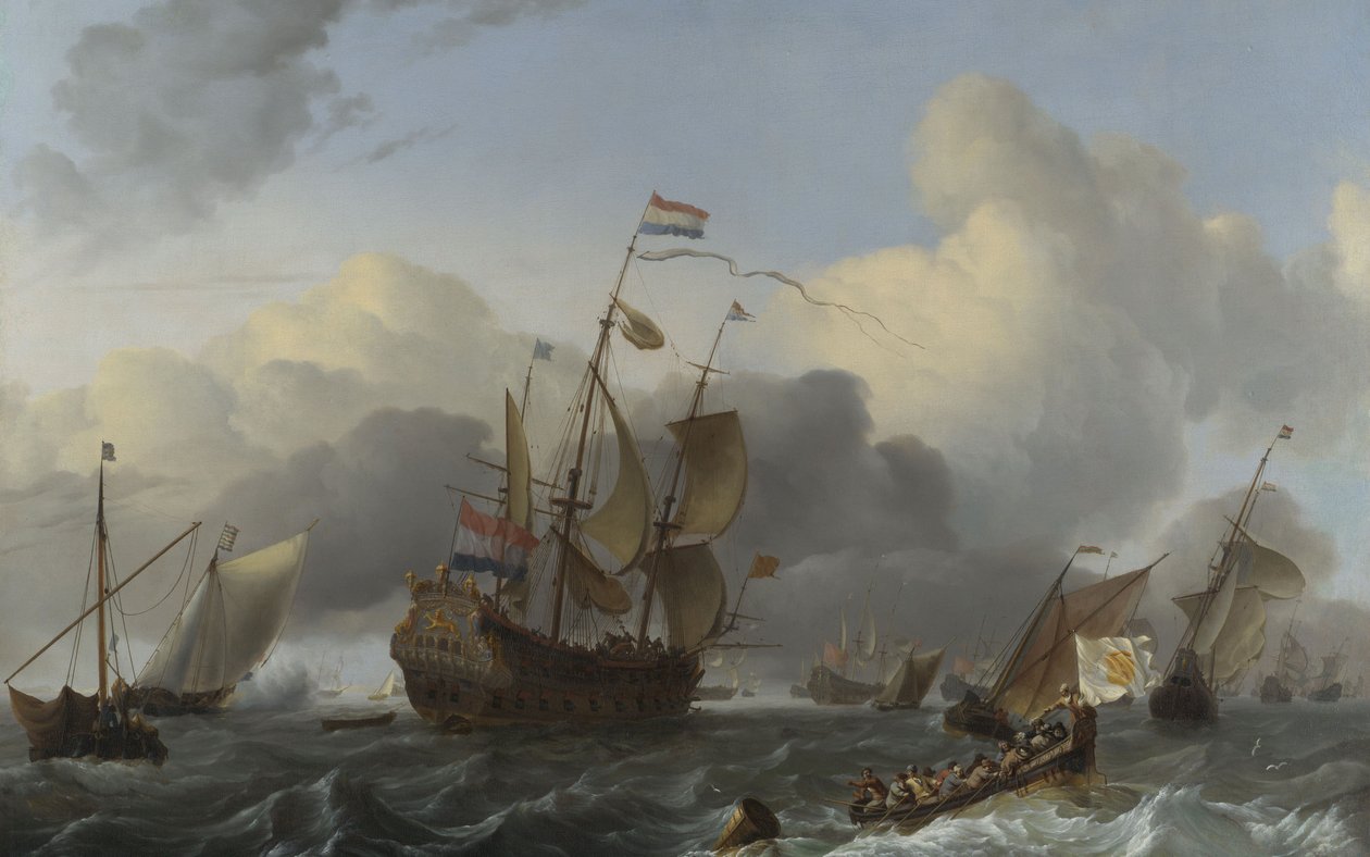 O Eendracht e uma frota de holandeses de guerra, c.1670-75 de Ludolf Backhuysen