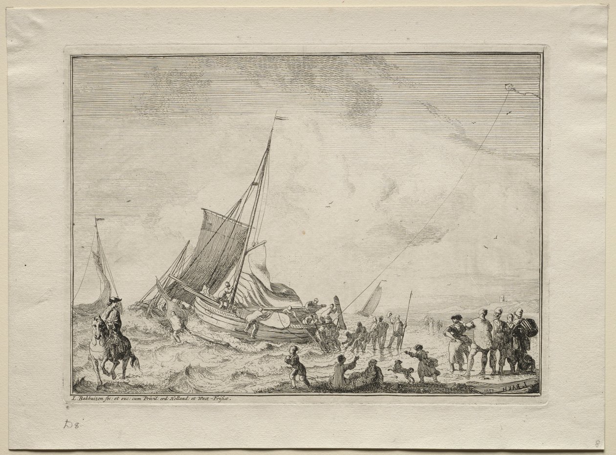 Lançamento de um navio, 1701. de Ludolf Backhuysen