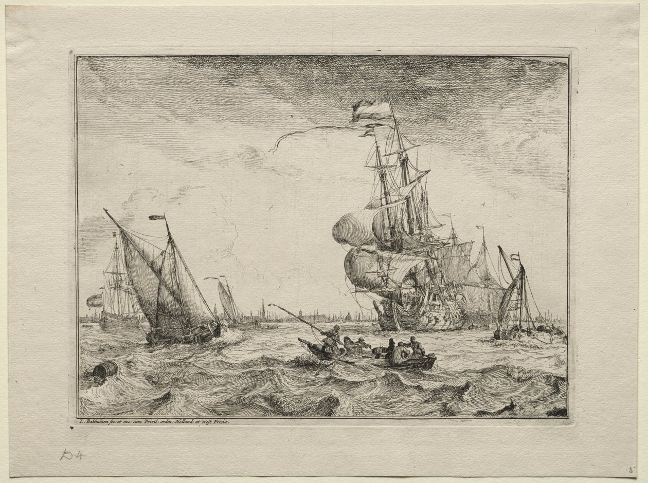 Navios a vela cheia, 1701. de Ludolf Backhuysen