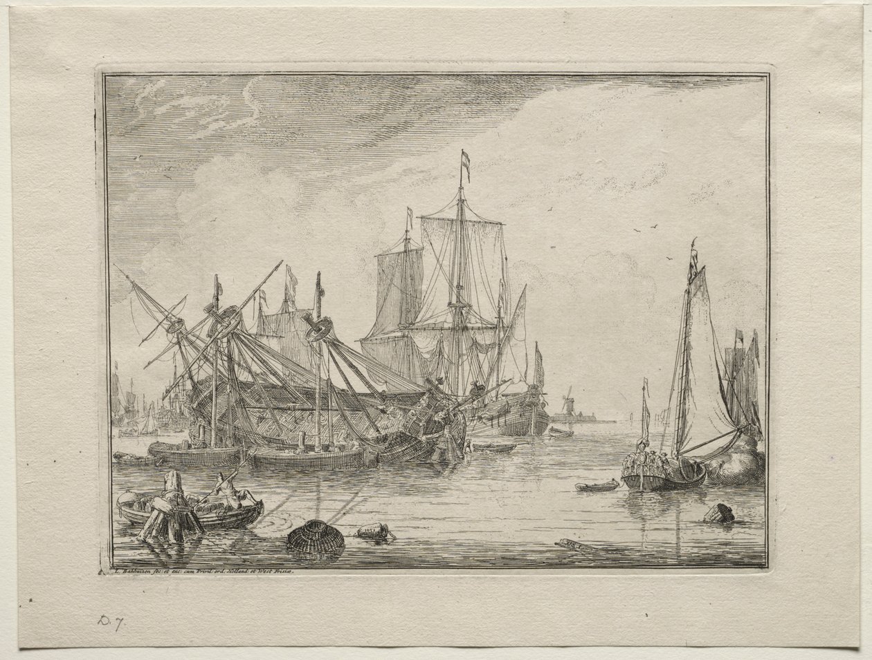 Navios em reparo, 1701. de Ludolf Backhuysen