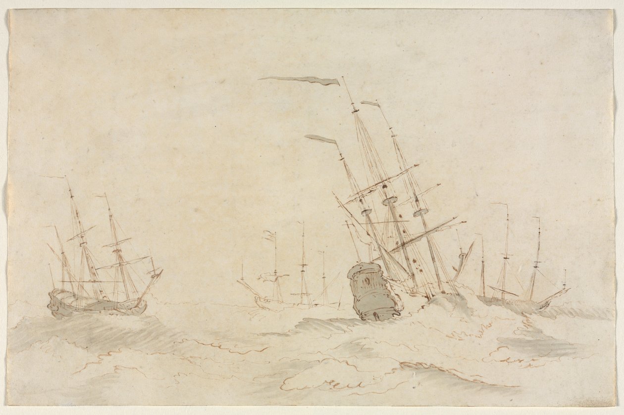 Navios, segundo semestre de 1600. de Ludolf Backhuysen