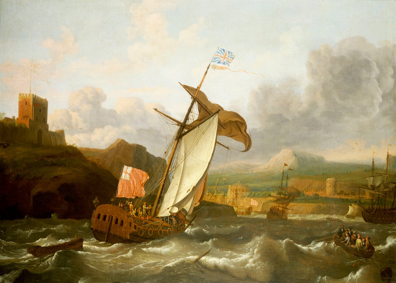Um iate inglês a navegar para Plymouth, finais do século XVII (óleo sobre tela) de Ludolf Bakhuizen