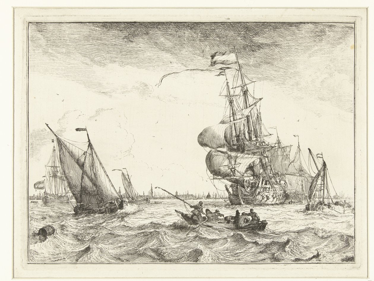 Vista do IJ com barco a remo
Seascapes (título da série) de Ludolf Bakhuysen