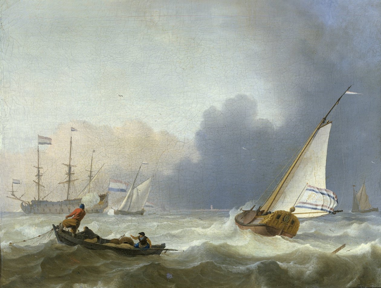 Mar agitado com um iate holandês Mar agitado com um iate holandês sob vela de Ludolf Bakhuysen