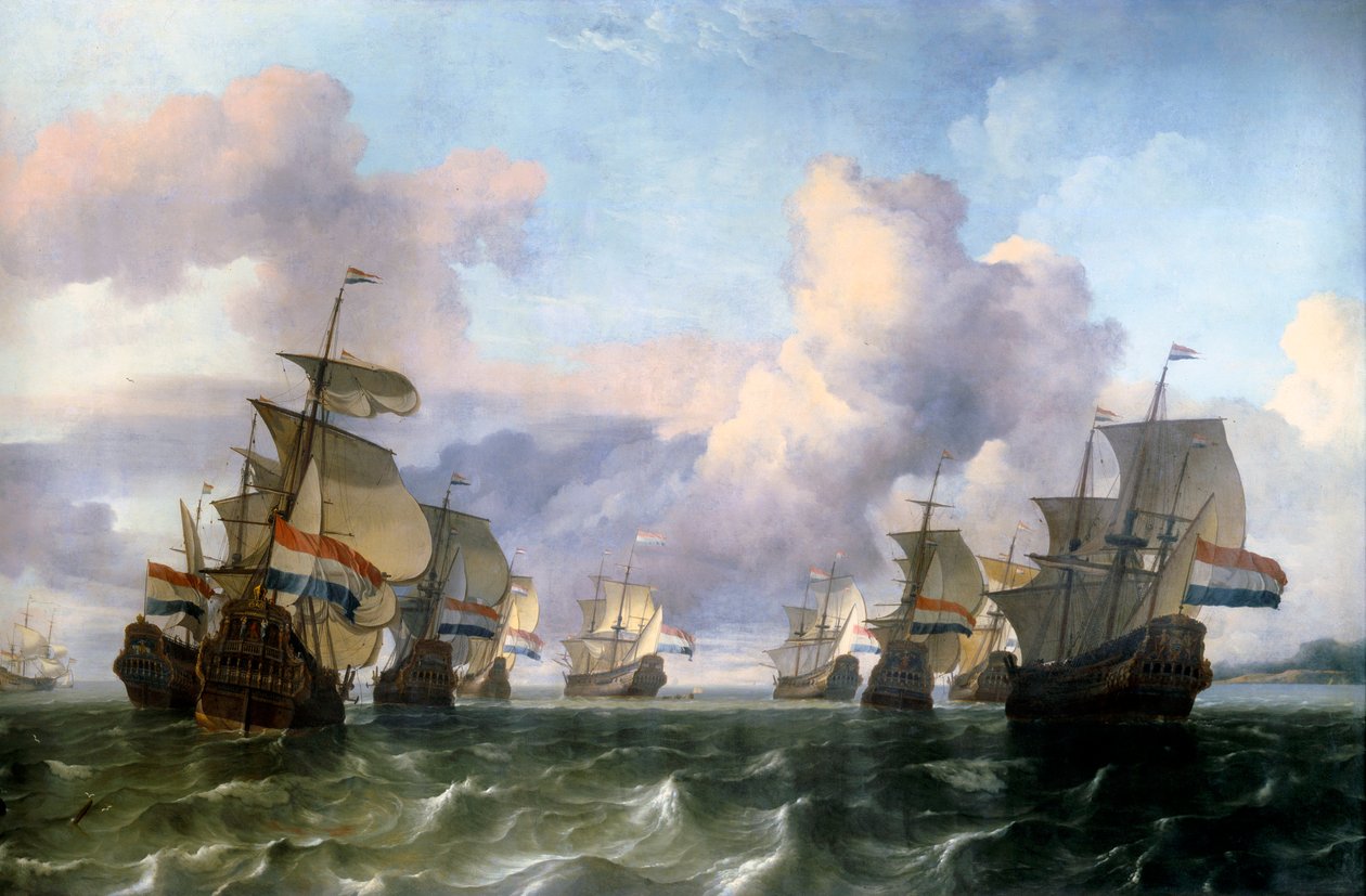 Ala holandesa da Companhia da Índia. Pintura por Ludolf Backhuysen (1631-1708) Ec. Hol. de Ludolf I Backhuysen