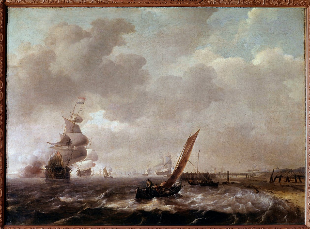 O Mar no Helder na Holanda Pintura de Ludolf Backhuysen (1631-1708) de Ludolf I Backhuysen