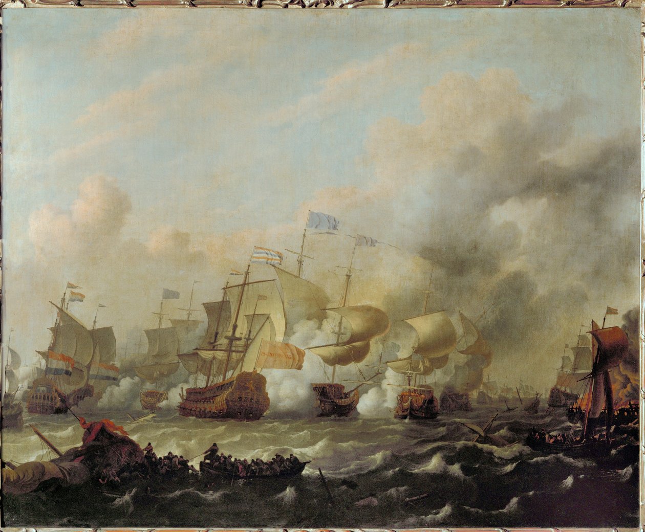 Última batalha naval da guerra holandesa-inglesa ... (pintura sobre tela) de Ludolf I Backhuyzen