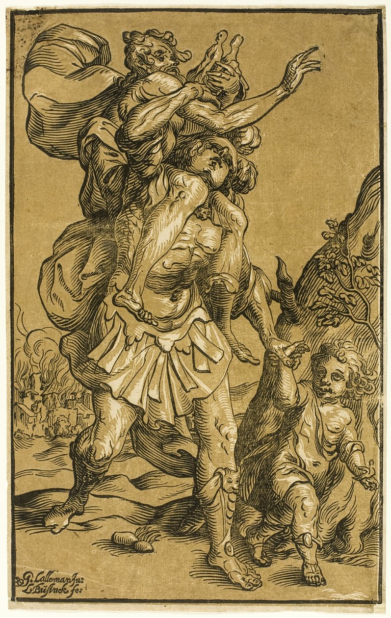 Enéias carregando seu pai, Anquises de Ludolph Büsinck
