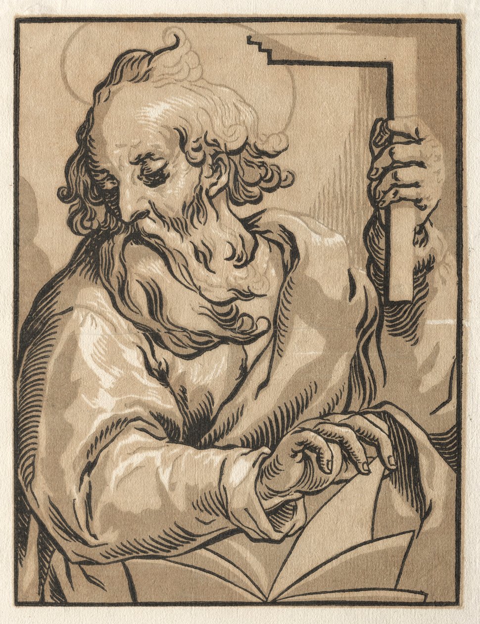 Cristo e os apóstolos: São Tomás com a praça, 1600s. de Ludolph Büsinck