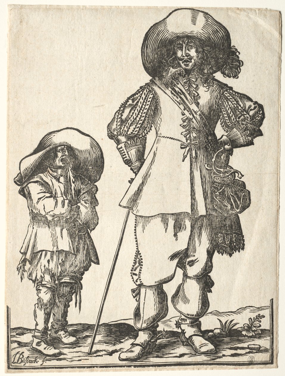 Cavalier de pé e menino mendigo de Ludolph Büsinck