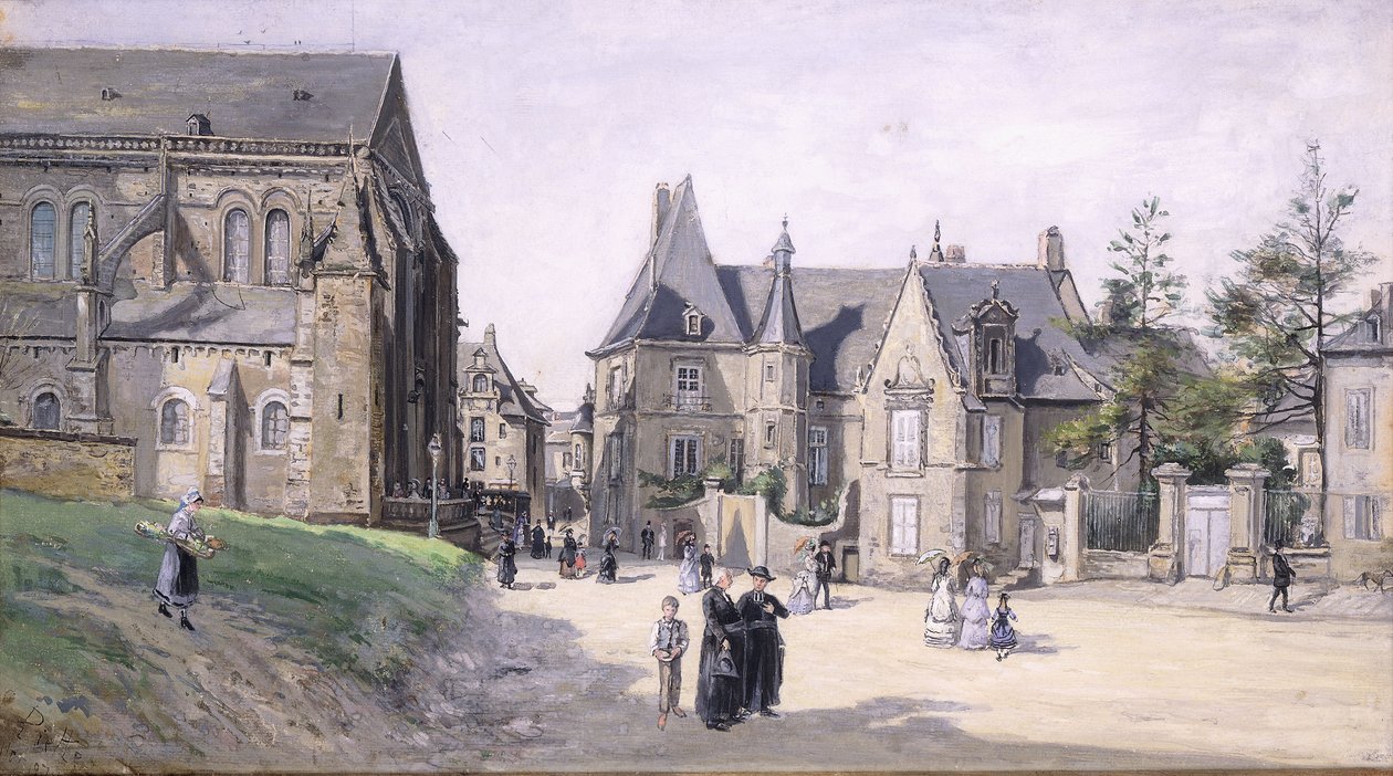 Praça da pequena vila; La Petite Place du Cillage, 1870 de Ludovic Piette
