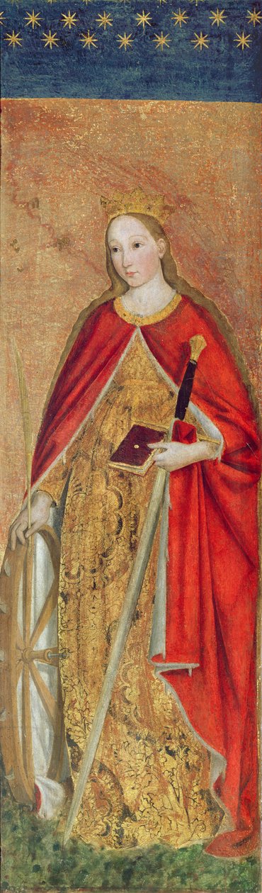 Santa Catarina de Alexandria, 1475 óleo no detalhe do painel de 197121 de Ludovico Brea