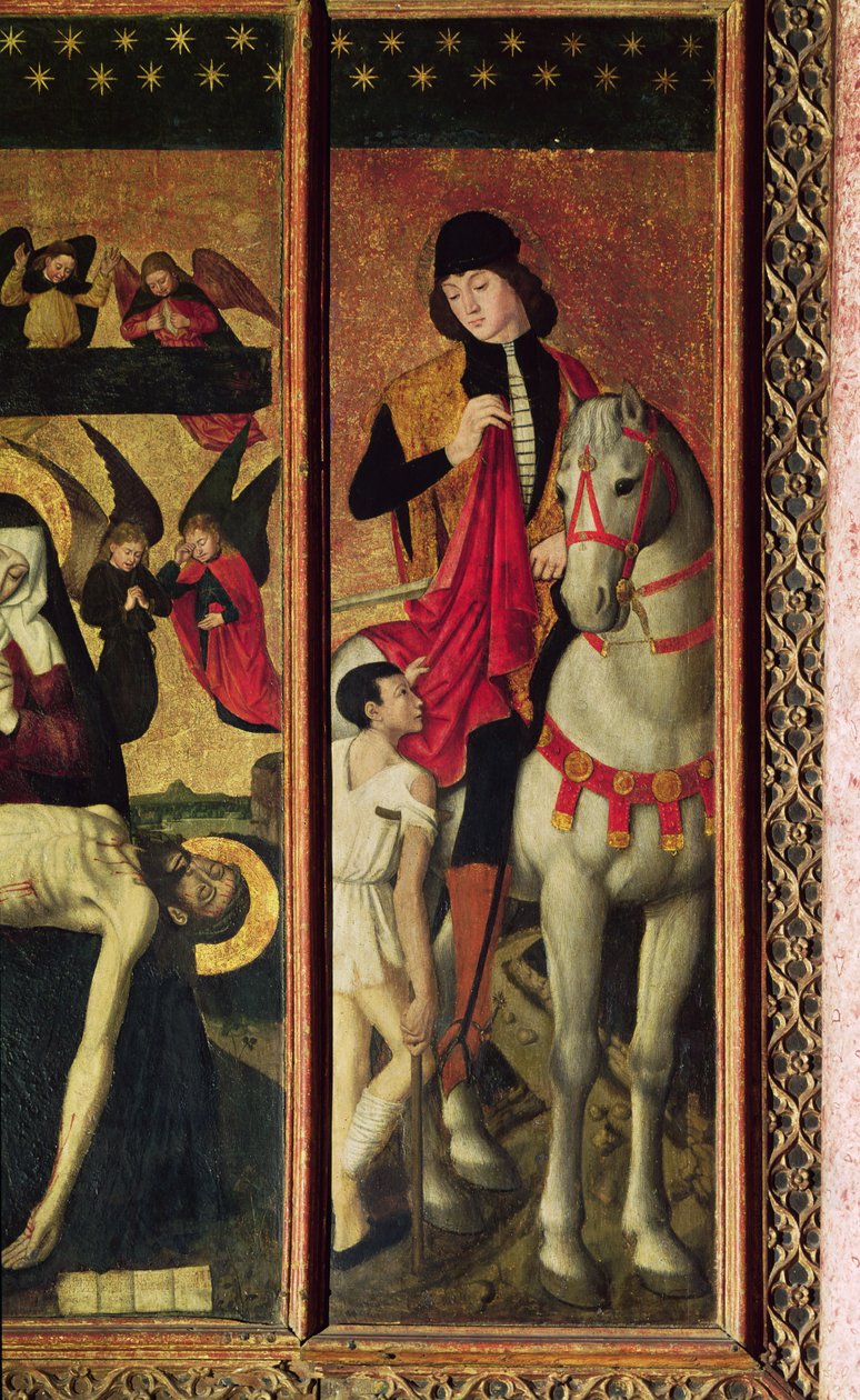 St. Martin, painel da mão esquerda de um tríptico representando Pieta entre St. Martin e St. Catherine, 1475 (detalhe de 197121) de Ludovico Brea