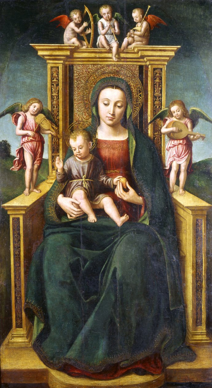 A Virgem e a Criança Enthroned de Ludovico Brea