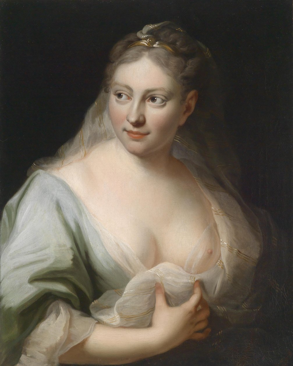 Retrato, de, um, senhora, em, um, antiquing, robe de Ludovico Stern