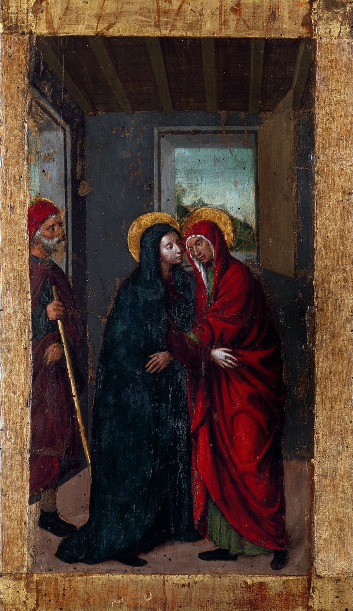 A vida da Virgem: Série "Visitação" "Mysteres of the Rosary" Pintura sobre madeira de Ludovico Brea (Louis Brea) (1450-1523) 1512-1513 Taggia, Museo del Convento di San Domenico Itália de Ludovico Brea