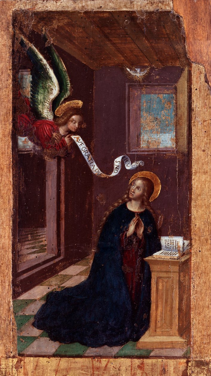 Mistérios do Rosário: a Anunciação (Pintura em madeira de Ludovico Brea