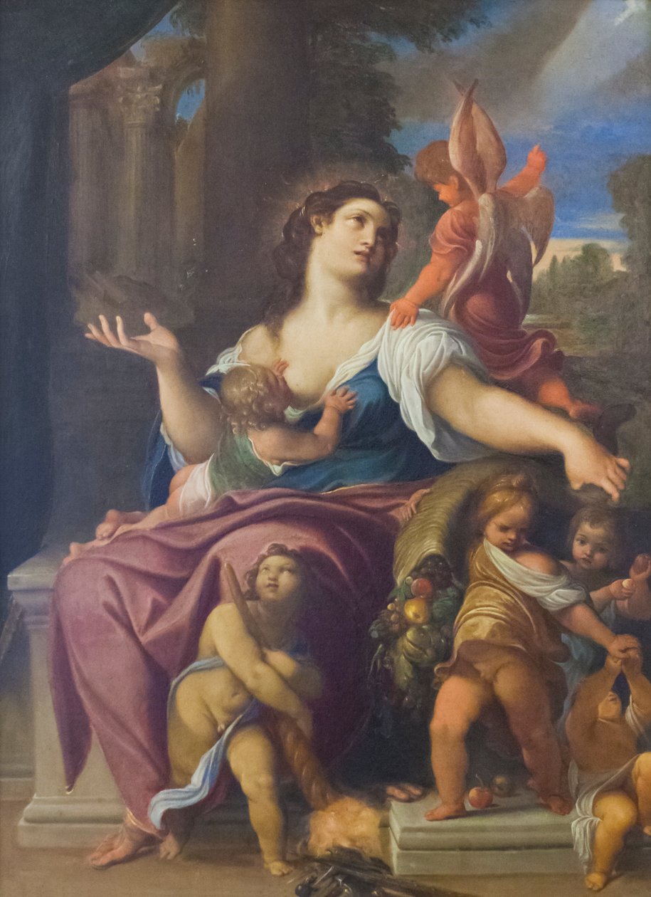 Caridade (óleo sobre tela) de Ludovico Carracci