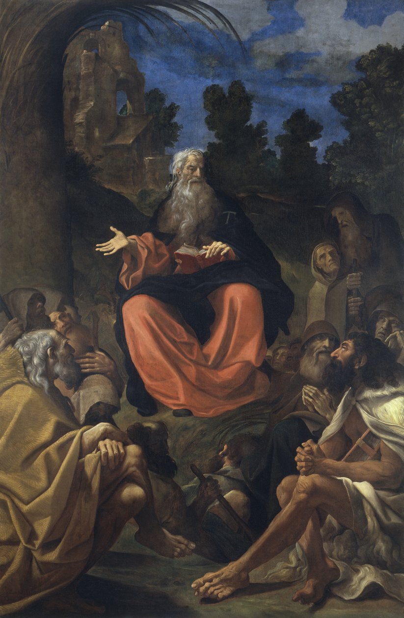 Santo Antônio, o Abade, pregando aos Eremitas de Ludovico Carracci