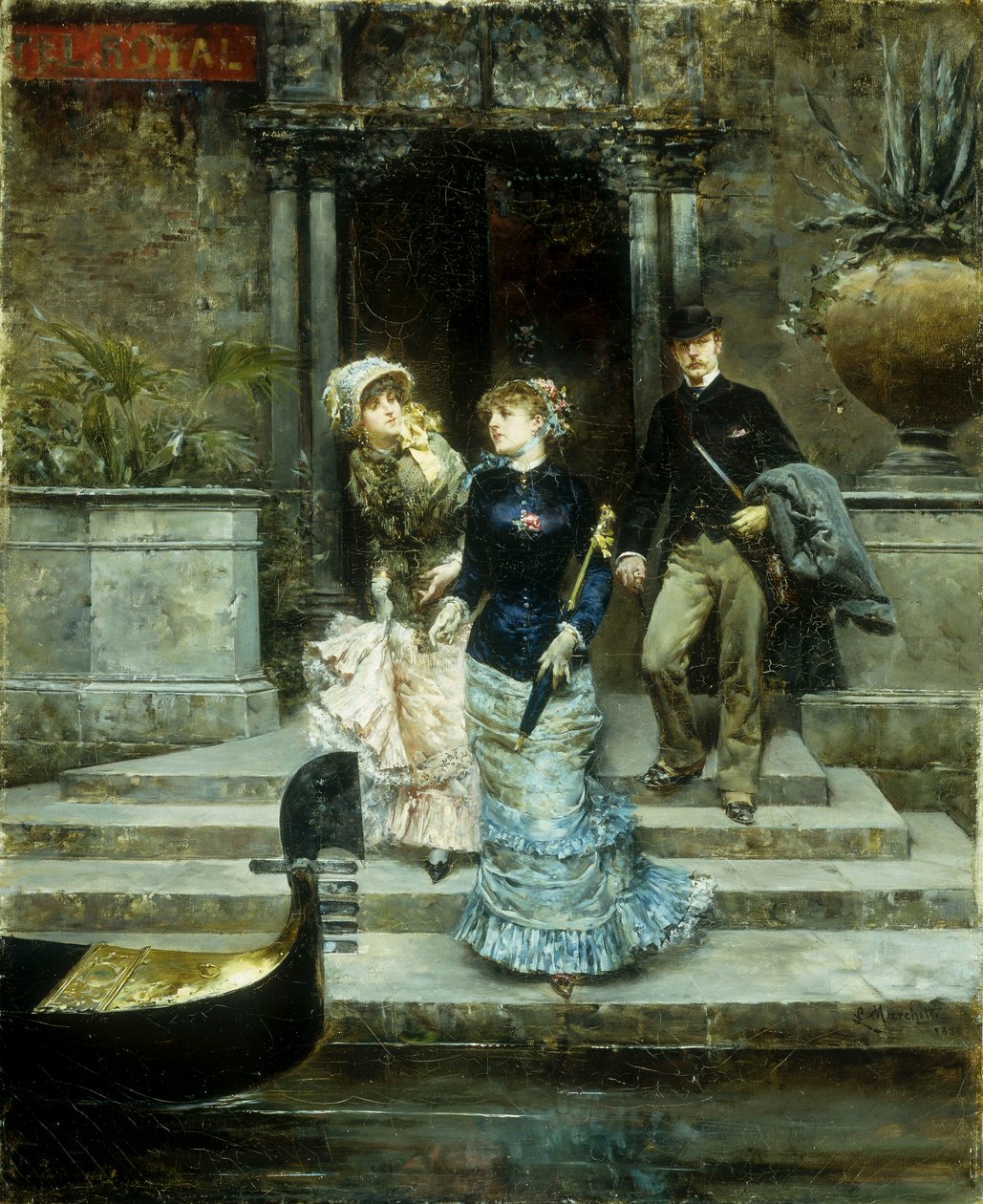 Partida do Hotel Royal, Veneza, 1881 de Ludovico Marchetti