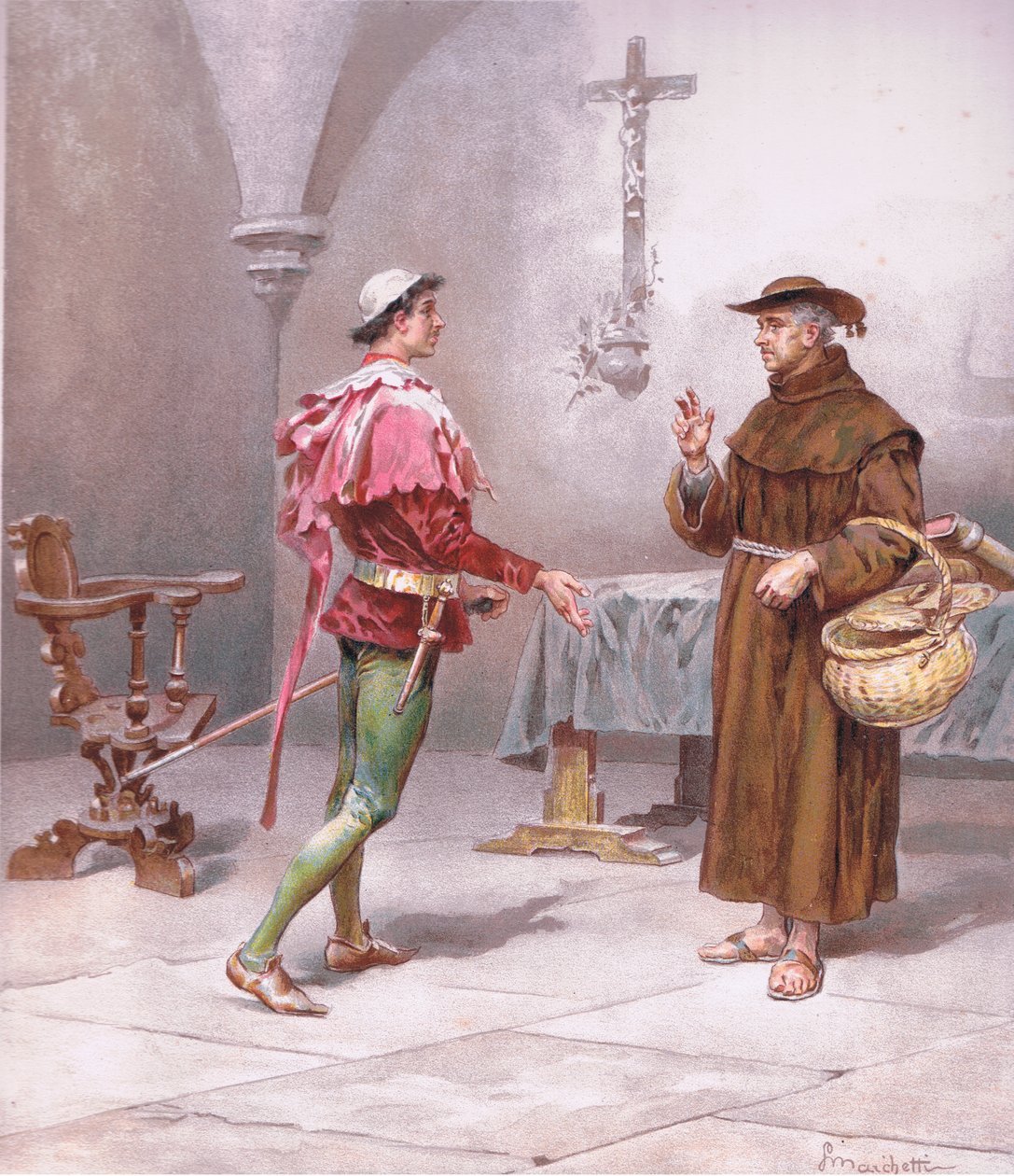 Frei Francisco Sagrado! Que mudança está aqui, ilustração de Romeu e Julieta, de Ludovico Marchetti