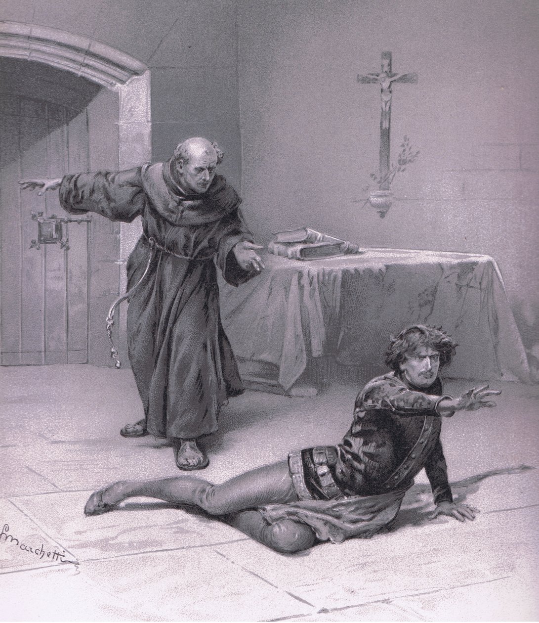 Viva aqui no céu, e pode olhar para ela, ilustração de Romeu e Julieta, de Ludovico Marchetti
