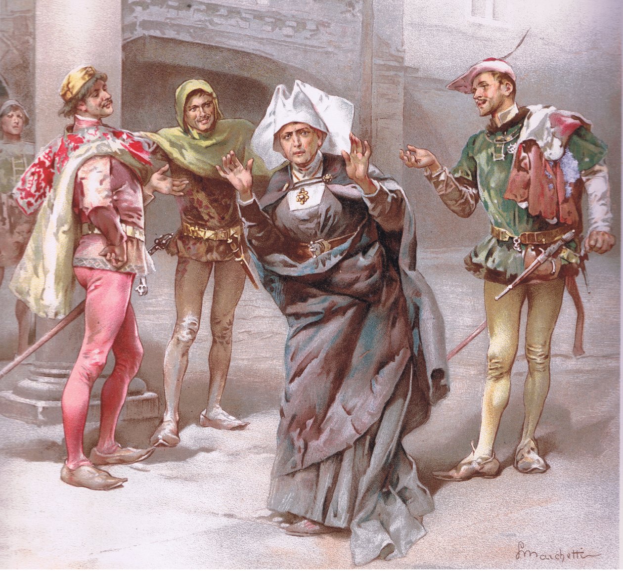 Enfermeira Deus ye bom amanhã senhores., Ilustração de Romeu e Julieta, de Ludovico Marchetti