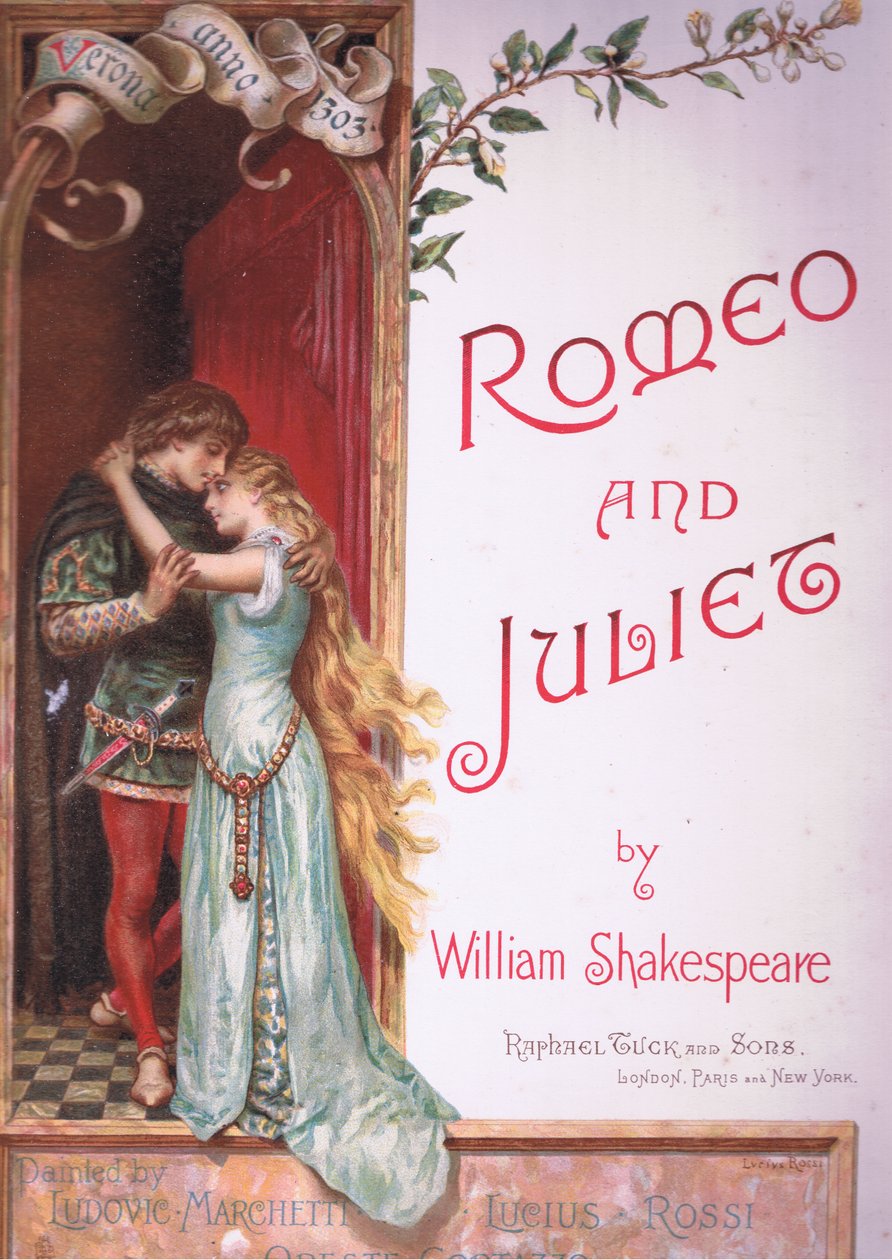 Página de título, ilustração de Romeu e Julieta, de Ludovico Marchetti