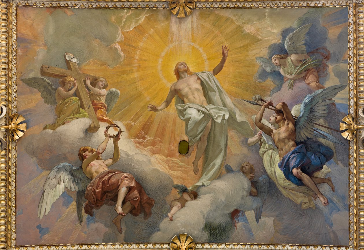Capela de Cybo (braço norte do transepto), abóbada: Ressurreição de Jesus Cristo de Ludovico Pogliaghi