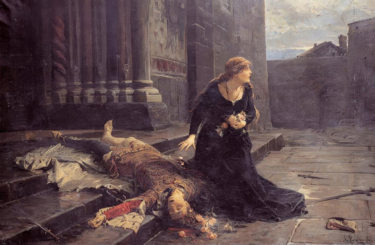 A morte de Gianmaria Visconti em frente à igreja s. Gottardo em Milão de Ludovico Pogliaghi