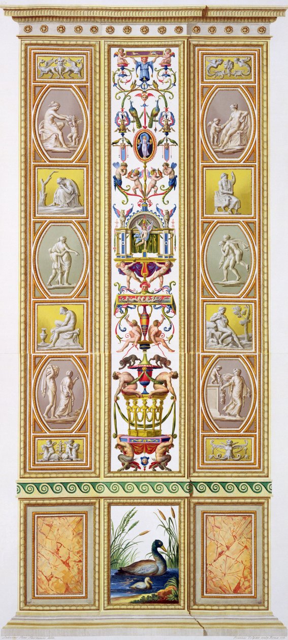 Painel do Rafael no Vaticano, de &39;Delle Loggie por Rafael no Vaticano&39;, gravado por Giovanni Volpato (1735-1803), 1775, publicado c.1775-77 (gravura colorida à mão) de Ludovicus Tesio Taurinensis
