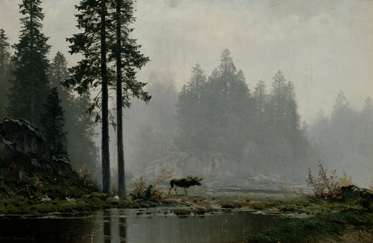 Névoa de Outono (óleo sobre tela) de Ludvig Skramstad