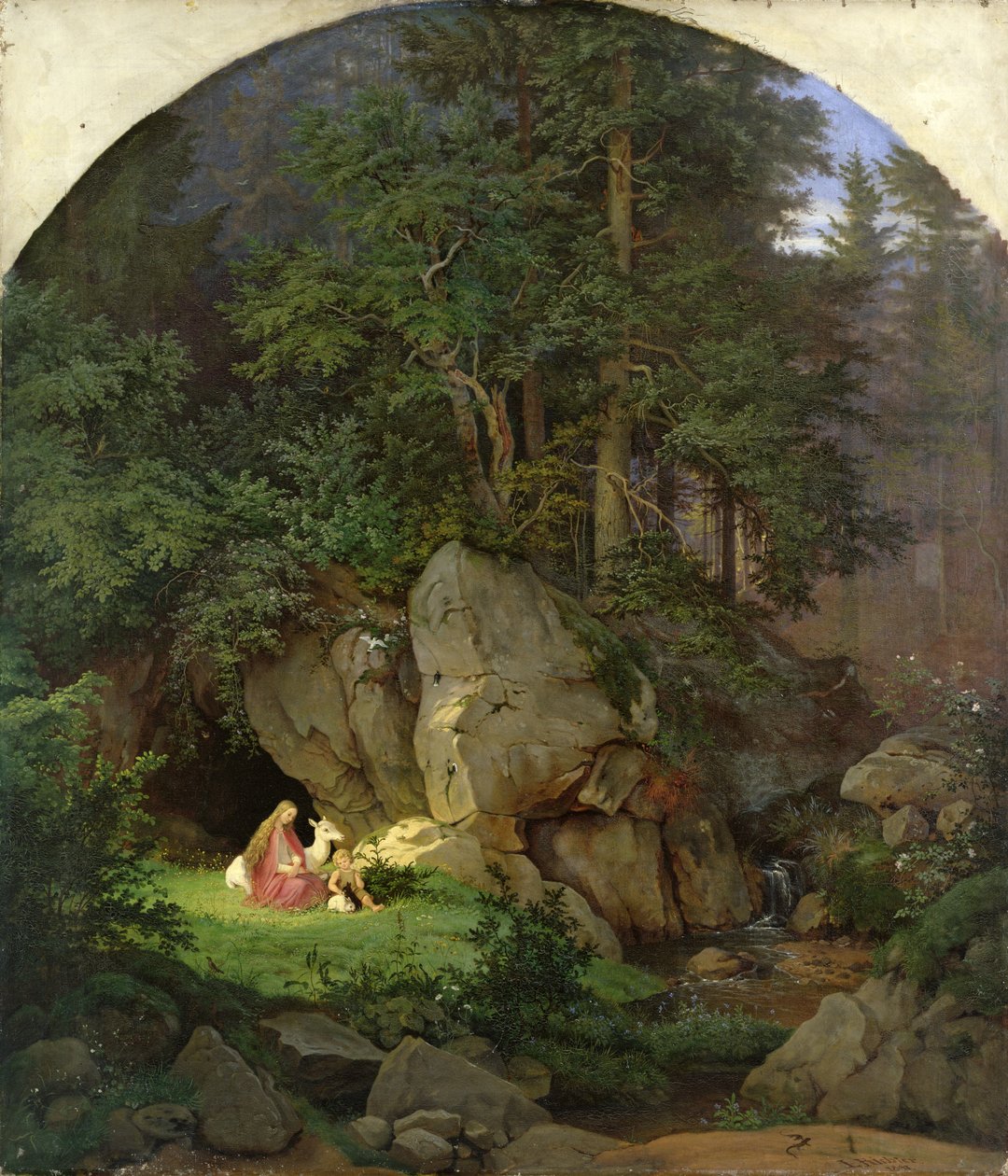 Genoveva no Wood Clearing, 1839-41 de Ludwig Adrian Richter