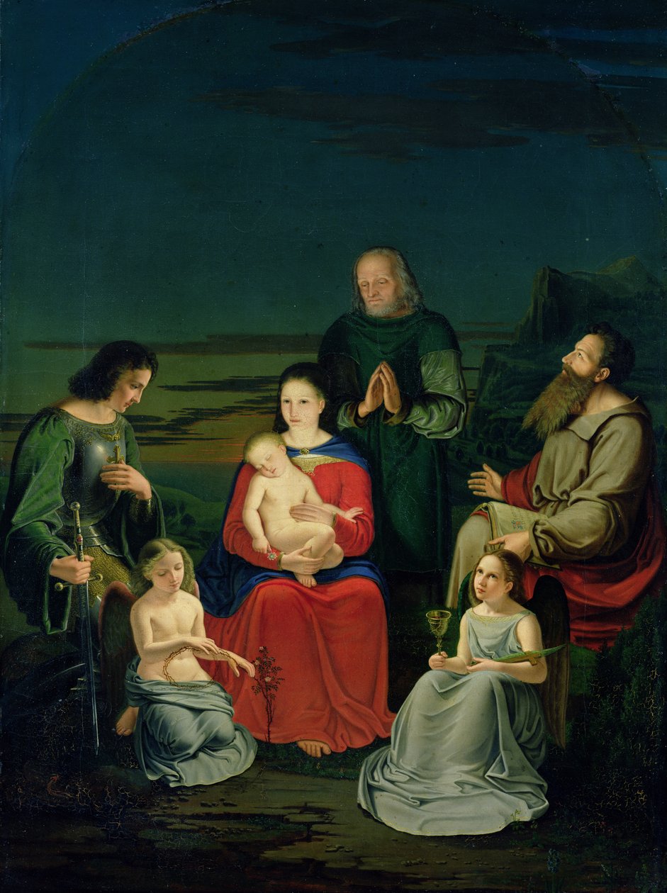 Sagrada Família com Anjos e Santos, c.1824 de Ludwig Emil Grimm