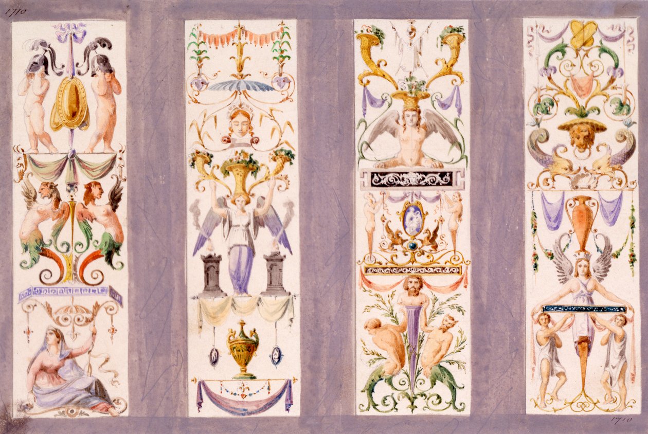 Quatro painéis arabescos da Scala del Palazzo Ducale, Veneza de Ludwig Gruner