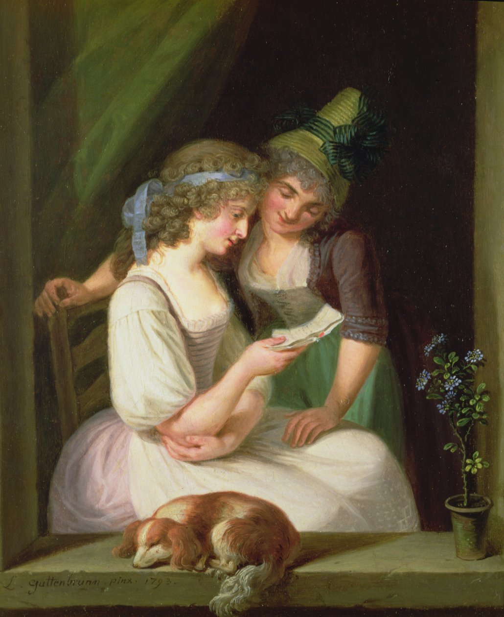 Duas mulheres, lendo uma carta de Ludwig Guttenbrunn
