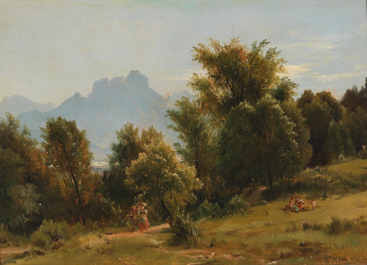 Cena, com, árvores, perto, Brannenberg, bavaria de Ludwig Halauska