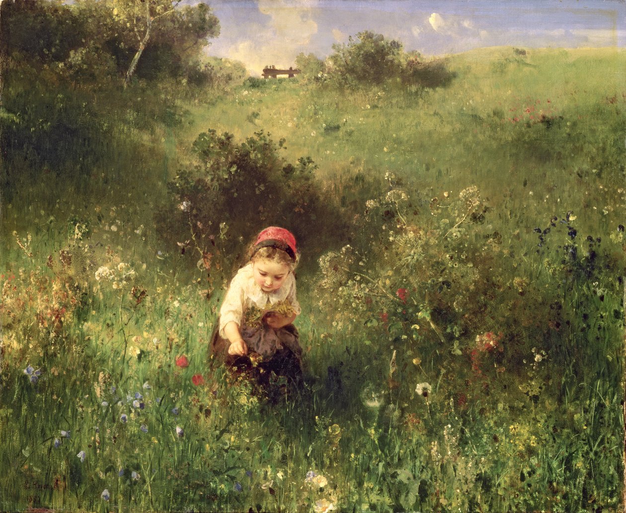 Um, menina jovem, em, um, campo de Ludwig Knaus