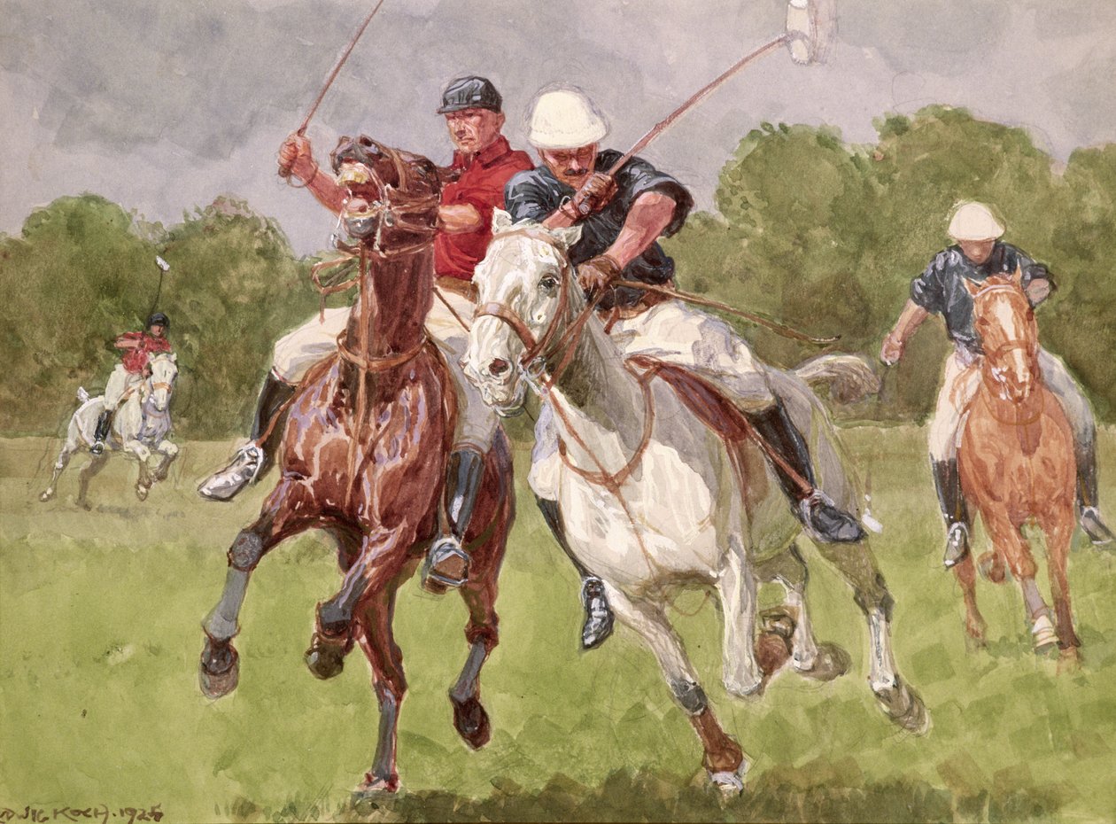 Riding Off, 1925 (wc e guache no papel) de Ludwig Koch