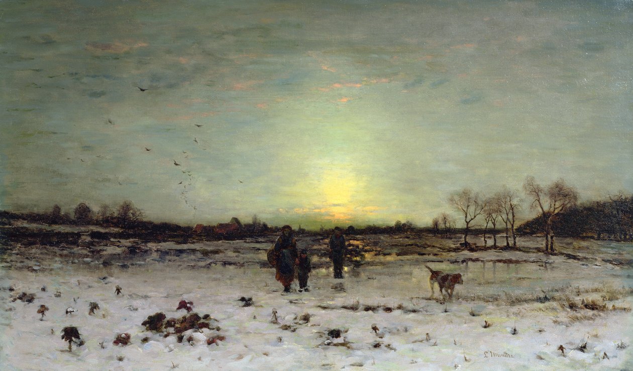 Paisagem de inverno ao pôr do sol de Ludwig Munthe