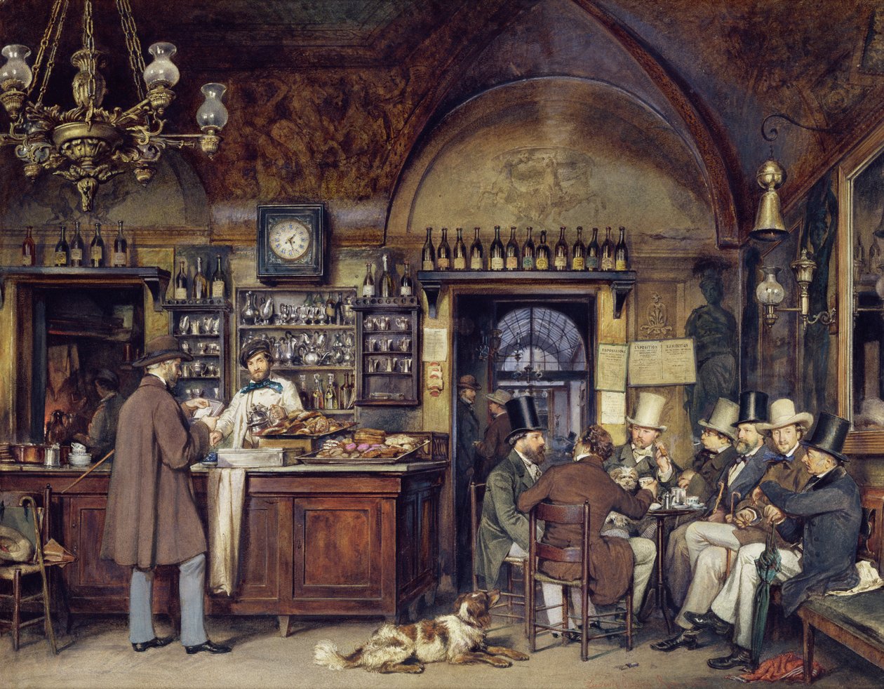 O café grego em Roma, 1856 de Ludwig Passini