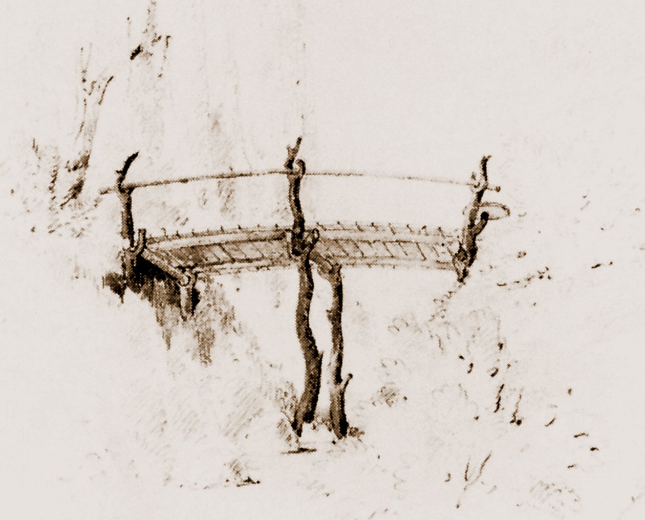 Ponte de madeira, design by Persius para o parque Klein-Glienicke de Ludwig Persius