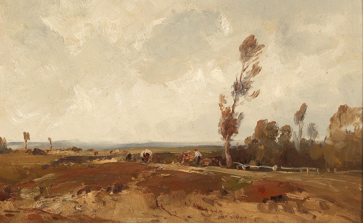 Trabalhando nos campos no outono de Ludwig Willroider