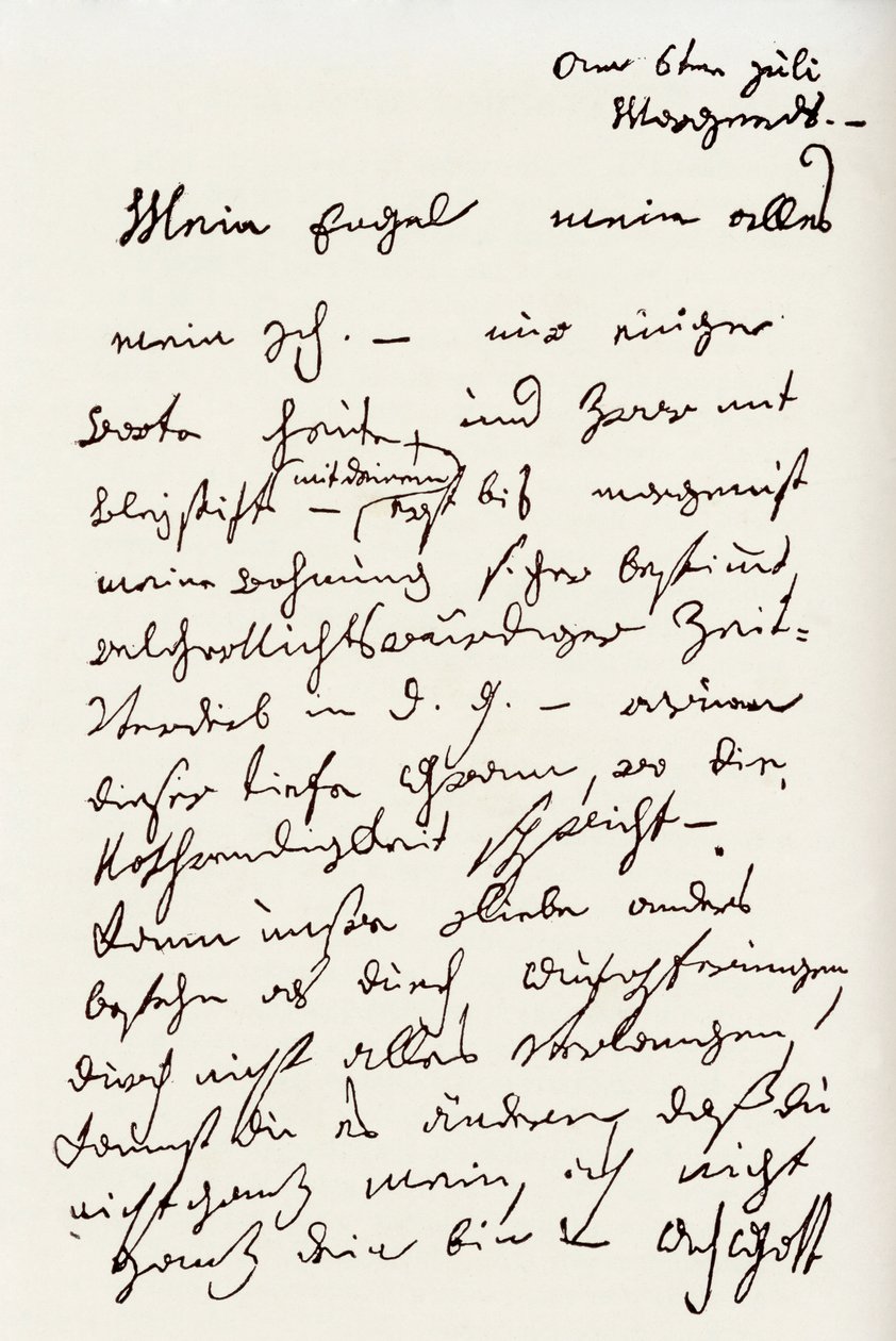Carta de Beethoven para &39;The Immortal Beloved&39; (caneta e tinta) de Ludwig van Beethoven