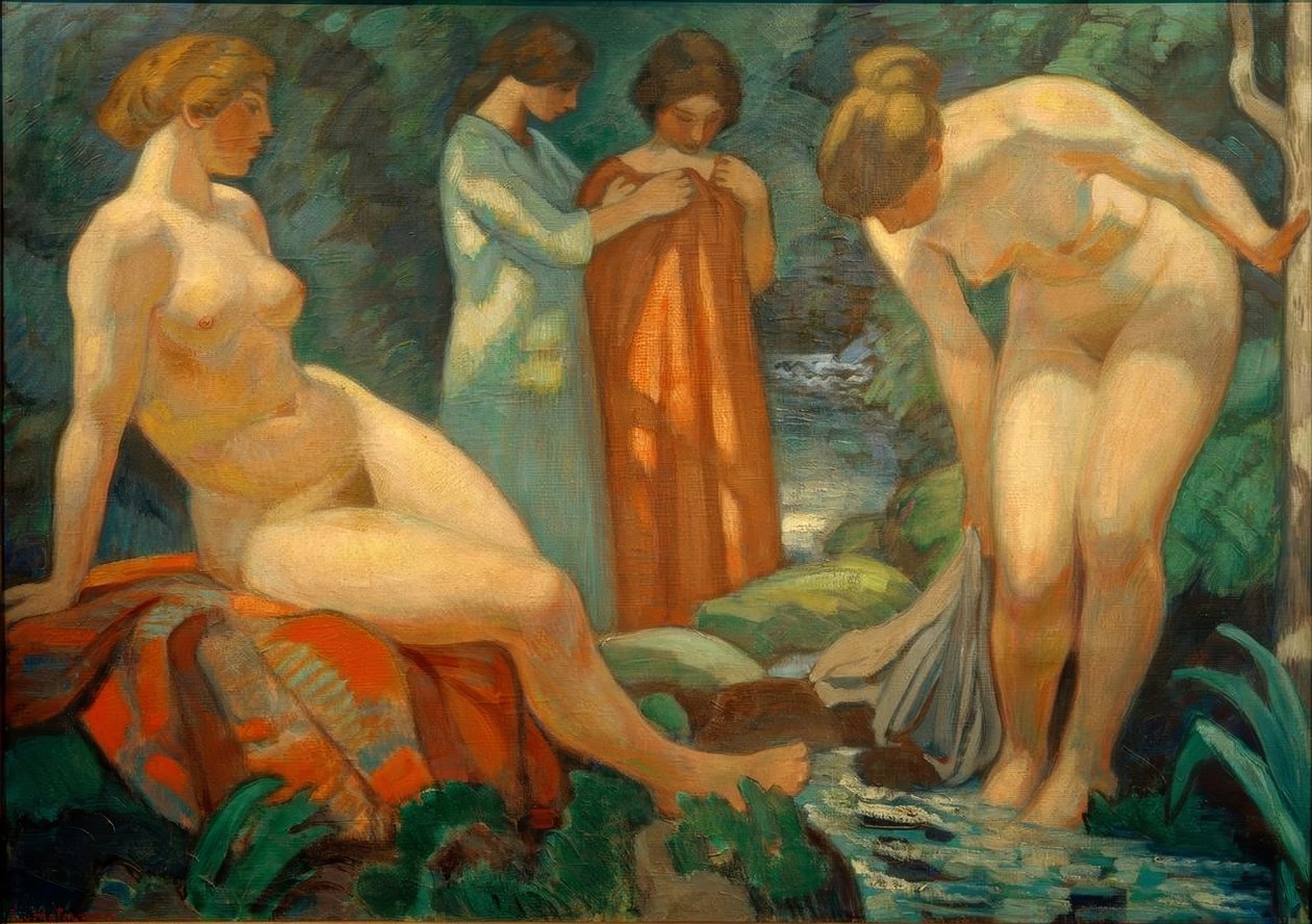 Mulheres na fonte da floresta de Ludwig von Hofmann