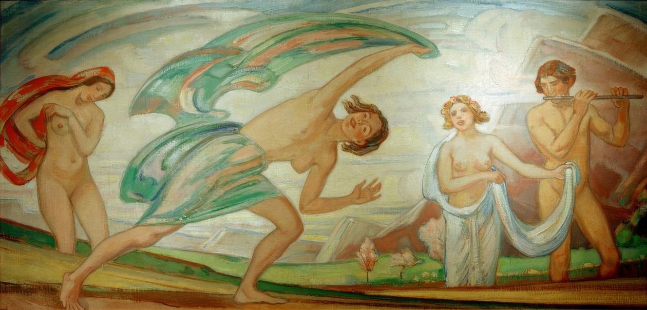 Primavera com dançarinos de Ludwig von Hofmann