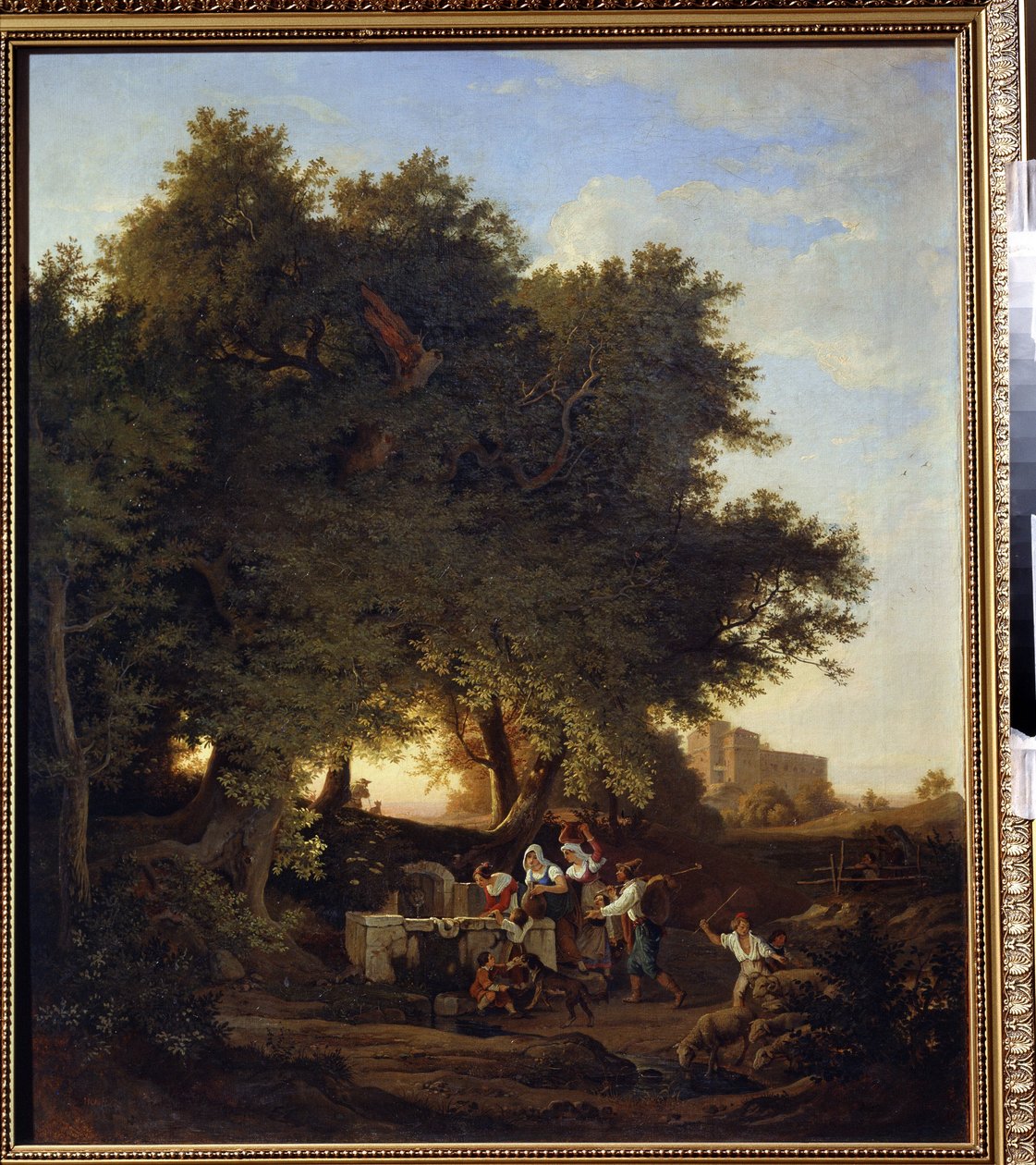 Au puits (No Poço). Peinture de Ludwig Richter (1803-1884). Arte allemand. Huile sur toile. Museu de Arte Regional I. Kramskoi, Voronezh (Voronej), Russie. de Ludwig Adrian Richter